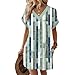 Women's Dresses V-Neck Short Sleeve Floral Printed Beach Vacation Mini Dress Fashion Summer T-Shirt Dresses with Pocket Linen Dress