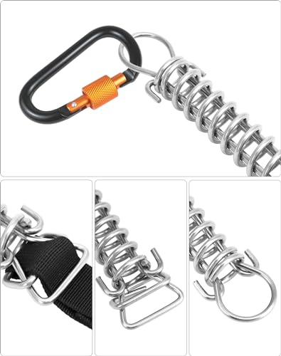 QWORK® 4X Edelstahl Spannfeder mit Haken und Schiebeschnalle, Zugfeder für Sonnensegel, Zelt, Markise (17,5 cm)