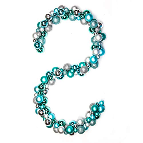 Costyleen 6 Feet Christmas Garland Balls Decorations Outdoor Indoor Home Party Xmas Tree Decors Decorative Wreath Ball Ornaments Bright Blue Silver