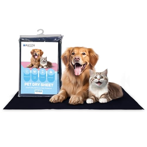 MAISSEN Waterproof Reusable Washable Pee Pads & Hygienic Pet Dry Sheet for Dogs, Cats, and All Pets - Dark Blue, Medium (100 cm x 70 cm)