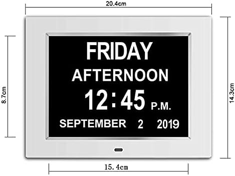 LOEFME 7 Inch Digital Calendar Day Date Clock with auto Time Change Dementia Clocks with days dates and time of day for elderly Free Standing 12 Alarms