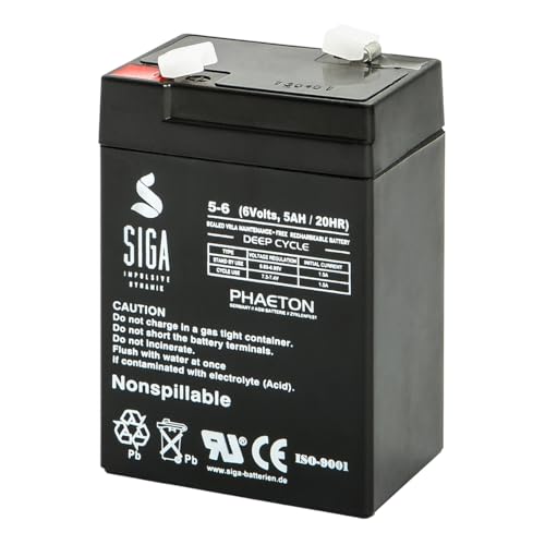 Preisvergleich Produktbild SIGA Akku 6V 5Ah AGM Blei Gel Batterie Johnlite Aroma Famosa Feber Sealake 4,5Ah 4Ah 6V Halogenlampe