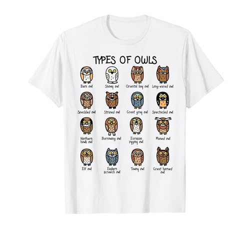 Types of Owls Collection for Cute Owl Lover T-Shirt