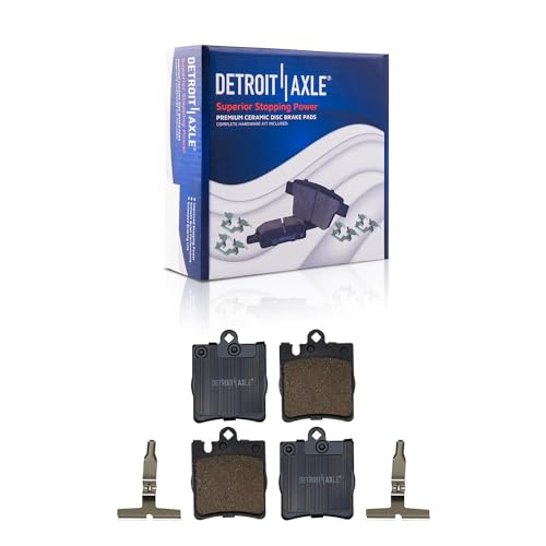 Image of Detroit Axle - Brake Pads for 2003-2004 Mercedes-Benz C230, 2003-2005 C240, 2006-2007 C280, 2001-2005 C320, 2006-2007 C350, 2003-2005 CLK320, 2006-2009 CLK350 Brakes Pads w /Hardware Front Rear