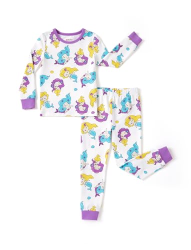 PATPAT Baby Girls Pajama Set with Organic Cotton, Snug fit Pjs for Toddler Kids, Supersoft & Stretchy Sleeper Sleepwear, Mermaid Song, 3T