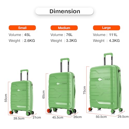 Image of Nasher Miles Paris Hard-Sided Polypropylene Check-In Luggage Avacado Green 28 Inch|75 Cm 8 Wheels Spinner Large Trolley Bag for Travel Suitcase
