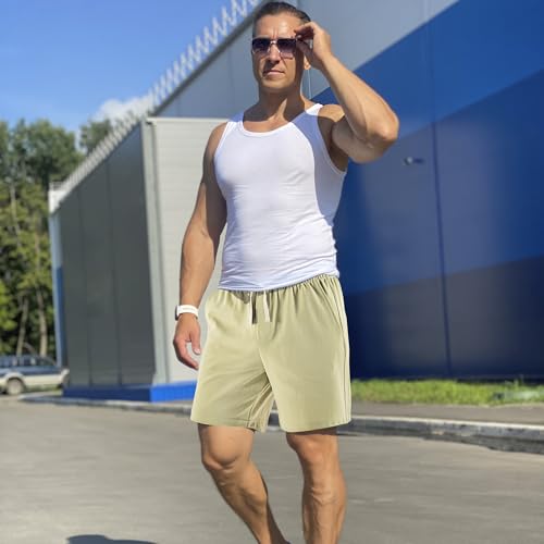 Lkrhzevg Men's Casual Shorts Elastic Waist Drawstring Lightweight Outdoor Summer Beach Shorts with Pockets Hiking Shorts-M Black - Image 6