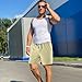 Men's Casual Shorts Elastic Waist Drawstring Lightweight Outdoor Summer Beach Shorts with Pockets Hiking Shorts-L Light Gray