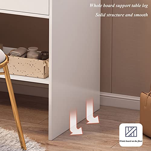 Mesa de tocador con espejo armariocajón y taburete para dormitorio 4
