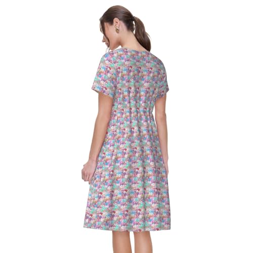 Robe d'été décontractée pour femme fluide avec motif cœur coloré - 5