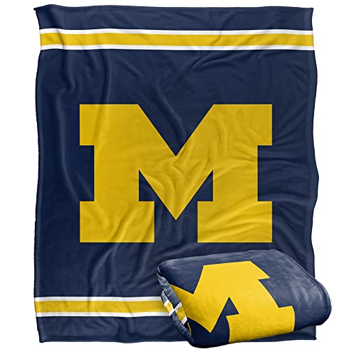 University of Michigan Wolverines Blanket, 50"x60", Primary Logo Stripes, Silky Touch Super Soft Throw Blanket by LOGOVISION - Used condition - US$17.14