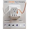 2 Pack European Travel Plug Adapter, TESSAN Europe Power Converter 4 Outlets 3 USB(1 USB C PD 20W), Type C International Adaptor to Italy Spain France Portugal Iceland Germany, EU Travel Essentials