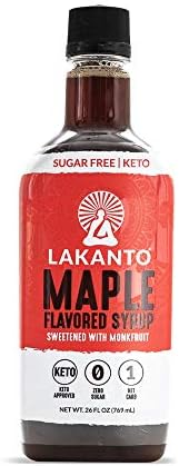 Lakanto Sugar Free Maple Syrup - Monk Fruit Sweetener, Keto Diet Friendly, Vegan, 1g Net Carbs, Pancakes, Waffles, Oatmeal, Coffee, Tea, Granola, Frosting, Marinade, Dressing (26 fl oz - Pack of 1)