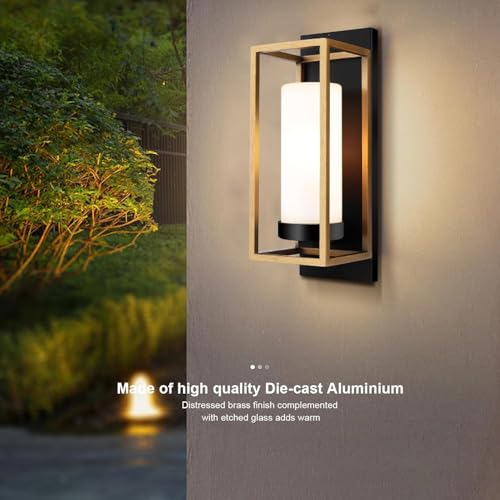 ALVIME Modern Outdoor Wall Light Fixture 2 Pack, Waterproof Exterior Light Fixtures, Porch Sconce Lights Outside for House, Front Door, Patio, Farmhouse, Garage, Garden, Fits E26 Standard Bulbs by ALVIME LIGHTING - Image 5