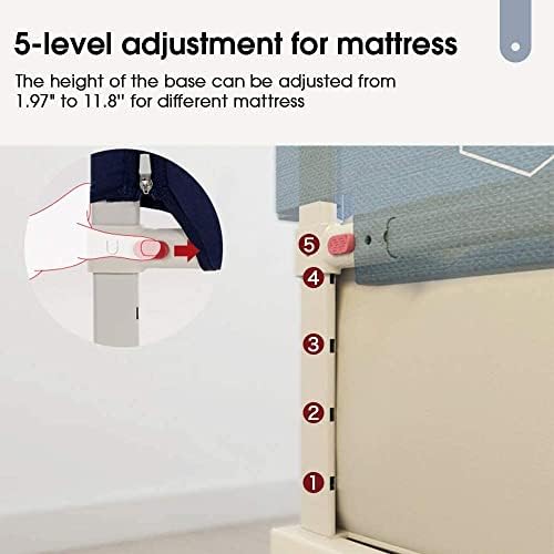 Maydolly Baby Bed Rail, Toddler Bed Guard, Extra Long Swing Down, Fold Down Safety Bedrail with Pattern Double Bedroom Accessory for Boys and Girls