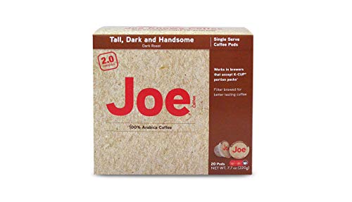 Joe Knows Coffee, Tall Dark and Handsome, Single Serve Coffee Pods, Rich, Bold Roast, 20 Count, Compatible with Keurig 2.0 Brewers