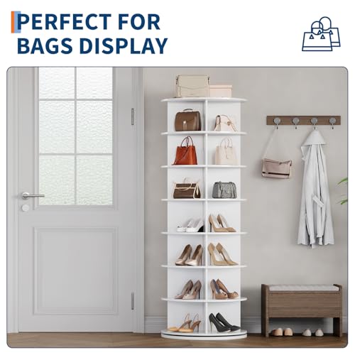 GarveeHome 7 Tier Rotating Shoe Rack Tower, 360° Revolving Free Standing Spinning Shoe Organizer, Vertical Spinning Shoes Display, Shoes Rack Storage Round Carousel, Rotate Shoes Closet Organization by GarveeHome - Image 5