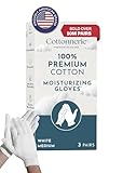 Cottonnerie Cotton Gloves for Dry Hands Sleeping, Moisturizing Gloves Overnight, Hand Moisturizer Gloves, Moisture Gloves for Dry Hands Overnight, Sleeping Gloves, Eczema Gloves, Medium 3 Pair