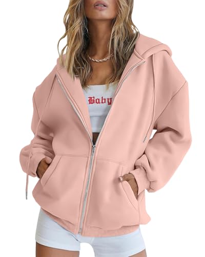 EFAN Women's Drawstring Zip Up Cute Hoodies Fall Jacket Oversized Casual Sweatshirts with Pocket