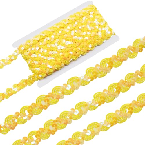 Ruban scintillant à paillettes plates jaune Yalulu pour réparer vêtement