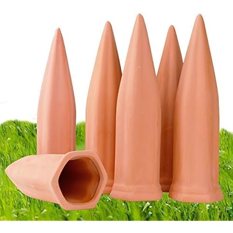 6 Pack Terracotta Plant Watering Stakes Cover