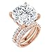 Cushion Cut Moissanite Ring Set VVS1 Colorless Solitaire Pave Wedding Anniversary Ring Set Huge Handmade Gift for Her, 925 Silver/10K/14K/18K Gold (12 CT)