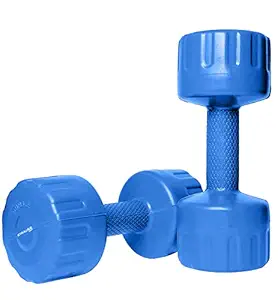 Strauss Unisex PVC Dumbbells Weight for Men & Women | 5Kg (Each)| 10Kg (Pair) | Ideal for Home Workout and Gym Exercises (Blue)