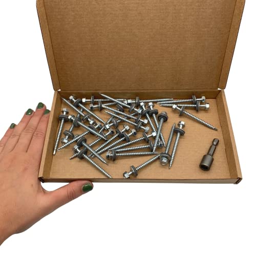Miniatura 3 de Marcopol Paquete De 30 Piezas Din 7504-K Tornillos Autoperforantes De Acero Galvanizado 4,8 X 60 Mm Con Arandelas Epdm, Cabeza De Arandela Hexagonal,