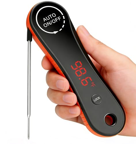 Meat Thermometer Digital - Paysean Instant Read Meat Thermometer with Auto Rotating Backlit Display, IP67 Waterproof for Cooking, Grilling, BBQ, Candy, Liquid, Beef - Gifts for Men/Chefs