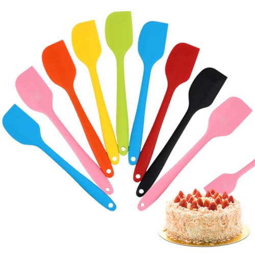 9 Pezzi Spatola Silicone Multicolore, 28 cm Leccapentole Silicone Professionali, Uso Alimentare Set di Spatole in silicone per Impasti, per Cottura e Miscelazione, Resistenti al Calore, Antiaderenti