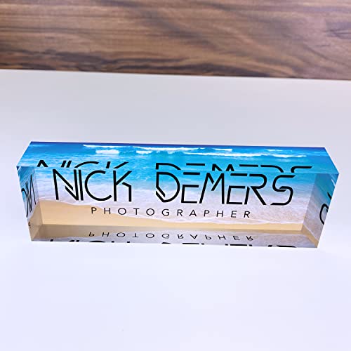 Artblox Personalized Name Plate For Desk | Black & White Marble Design On Clear Acrylic Glass | Custom Plaque Desk Name Plate Personalized Your Name And Credentials Office Office Sign Engraved Plaque