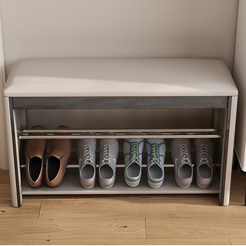 Étagère à chaussures en bois avec coussin compacte pour entrée