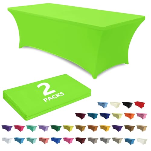 Nappe stretch rectangulaire 6 ft nappe spandex vert pomme housse de table extensible lot de 2 - 2