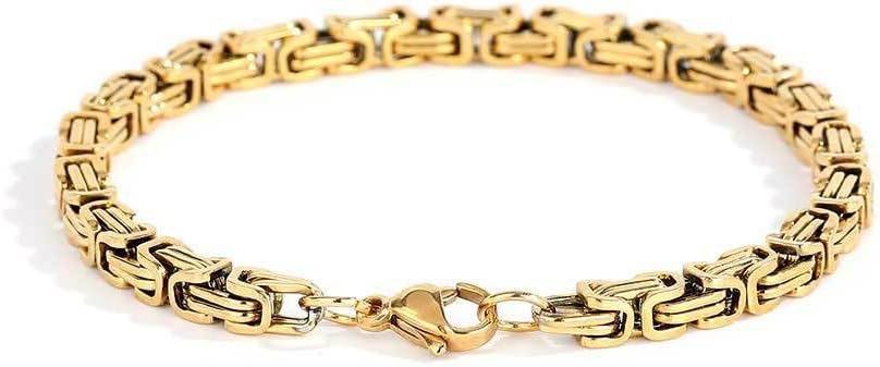 Byzantine Bracelet Suitable for Men and Women 18K Gold Bracelet Fashion Accessories 4mm Mesh Bracelet Birthday/Valentine's Day/Christmas Gift