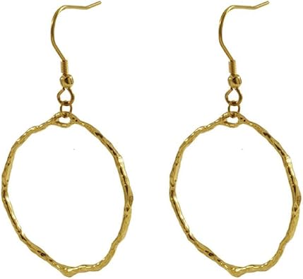 18K Gold Plated Women Hypoallergenic Earring Lightweight Dangle Earrings Smooth and Textured Wire Gold Hoop Earrings Gift