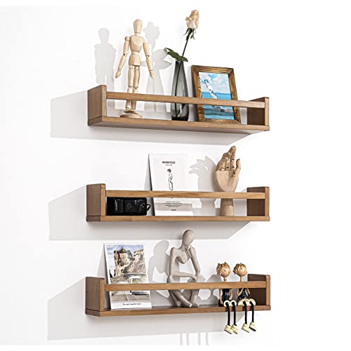 Mbyd Light Walnut Nursery Book Shelves, Wooden 16In Floating Wall Bookshelf, Wall Storage Shelves For Nursery Decor, Kitchen, Bathroom #TOP5