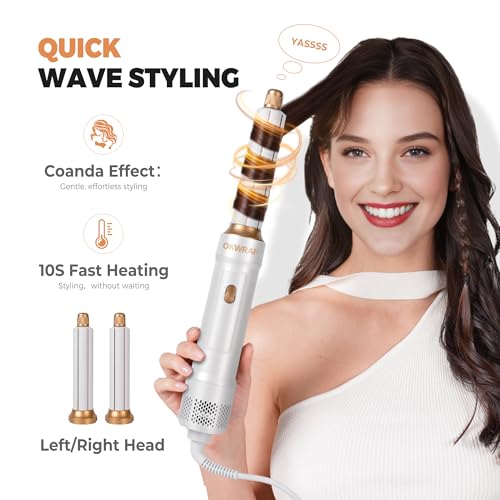 Image of 6 in ONE Blow Dryer Brush Ionic Hair Dryer Brush for Women, Hot Air Brush Hair Styling Tools 100-120V, Air Curling Iron Round Brush Blow Dryer 800W