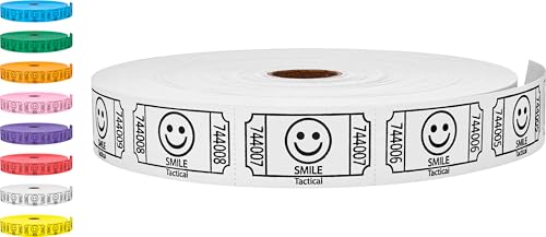 Tacticai 2000 Raffle Tickets, Smile, White, Single Roll