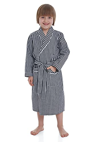 Lavenderi Toddle Kids Girls Boys 100% Cotton Kimono Lounge Bathrobe Robe, Kids Loungewear For Spa (Size 2 Toddler-14 Years)(Grey Gingham,10 Years) #TOP2