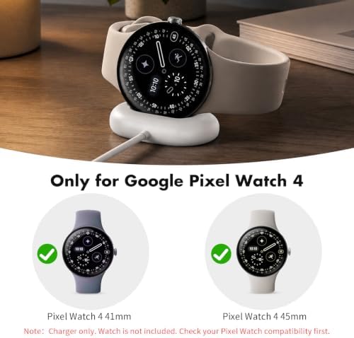 Magnetic Charger Dock for Google Pixel Watch 4, 3.3Ft Type-C Horizontal Side Charging Cable, Portable Replacement Charging Stand Cord Compatible with Pixel Watch 4 41mm/45mm, White
