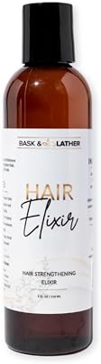 BASK & LATHER Elixir Hair Strengthening Oil, Jamaican Black Castor Oil, For Volume, Thickness, Detangle, De Frizz, Conditions New Hair Growth, 4 fl oz
