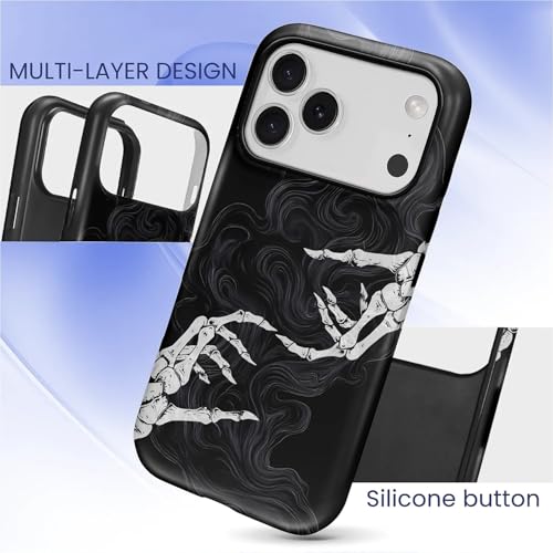 Coque iPhone 17 Pro main squelette en silicone liquide mat antichoc - 5