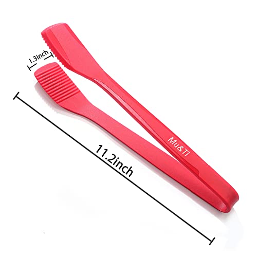 Silicone Kitchen Tongs 11 Inch Spatula Tongs Silicone Toast Tongs Salad Tongs For Cooking Salad Bbq Serving Toast Grilling Locking Frying Baking Steak(Red) #TOP6