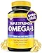 Triple Strength OMEGA-3 (by InnovixLabs). Concentrated Fish Oil, 900 mg Omega-3 per Pill. Enteric Coated, Odorless & Burp-Free. (200)