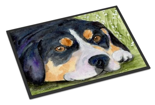 Caroline's Treasures SS8596MAT Entlebucher Mountain Dog Doormat 18x27 Front Door Mat Indoor Outdoor Rugs for Entryway, Non Slip Washable Low Pile, 18H X 27W