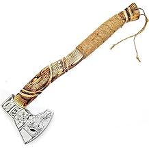 Custom Gift Forged Carbon Steel Viking Axe with Ash Wood Shaft - Viking Bearded Camping Axe 9970