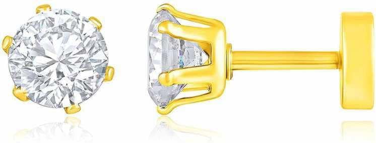 NANDANA COLLECTIONS Alloy Stud Round Golden Crystal Set (Pack of 1)