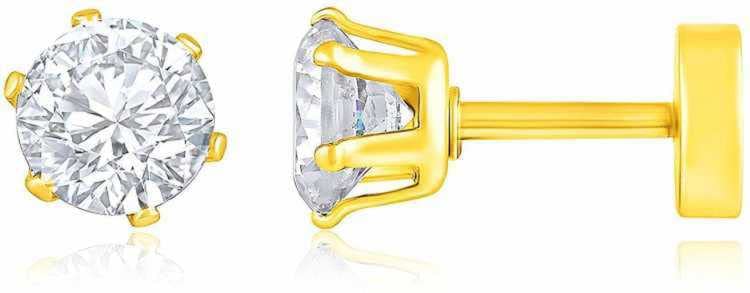 NANDANA COLLECTIONS Alloy Stud Round Golden Crystal Set (Pack of 1)