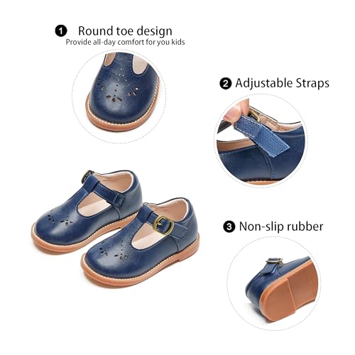 GINFIVE Toddler Girls Dress Shoes Little Kids Flats School Mary Janes Navy Blue Shoes Size 8 by GINFIVE - Image 8