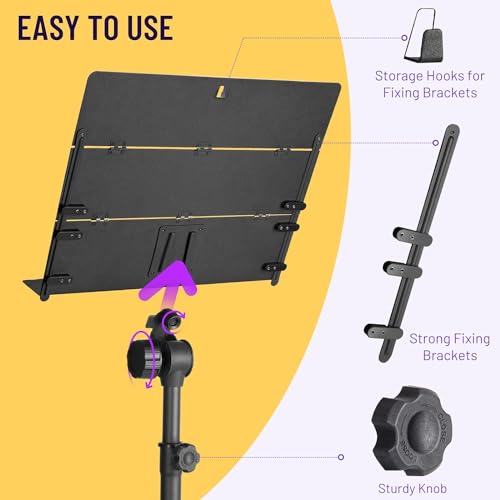 Image of CAHAYA CY0317 Folding Music Stand Adjustable Height 78-142 cm Music Stand for Books